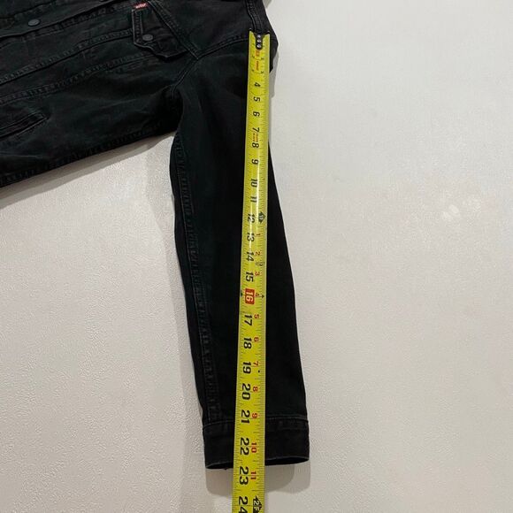 Levi’s Sherpa Collar Denim Jacket Men’s Large Black Trucker Jacket Lined Warm - Picture 7 of 9